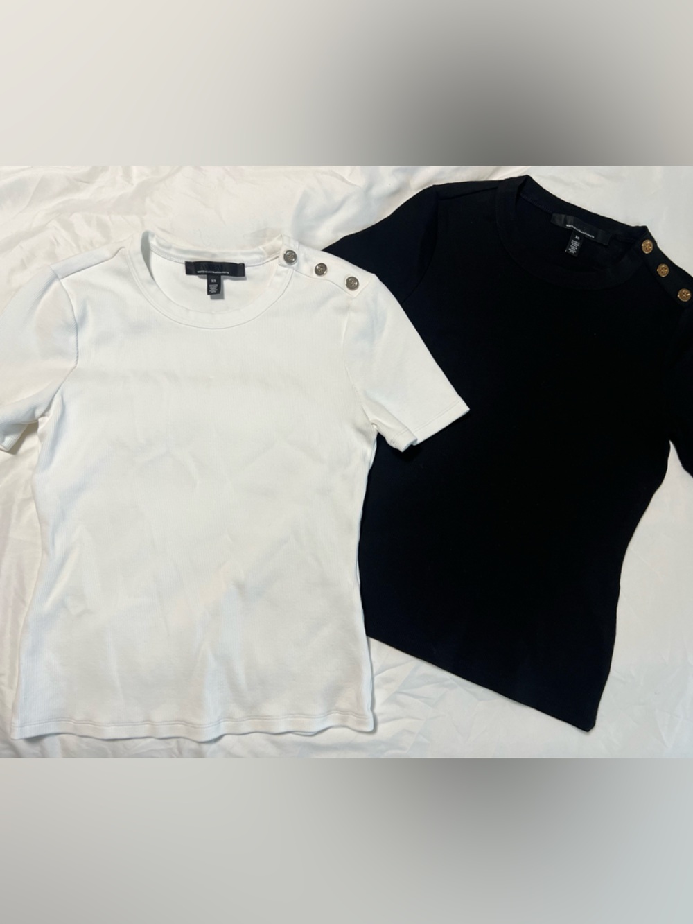 2 WHBM FORME™ Ribbed Stretch Button Shoulder Tees